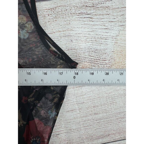 Disney Lauren Conrad Floral Semi Sheer Lined Dress Women's 10 Black/Blue/Red - Picture 11 of 13